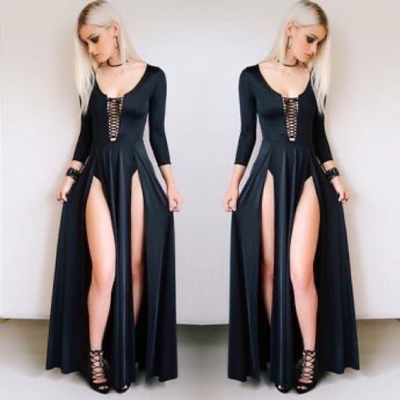 Blackmilk Dresses & Skirts - BlackMilk | Vamp Split Maxi Dress Limited Edition